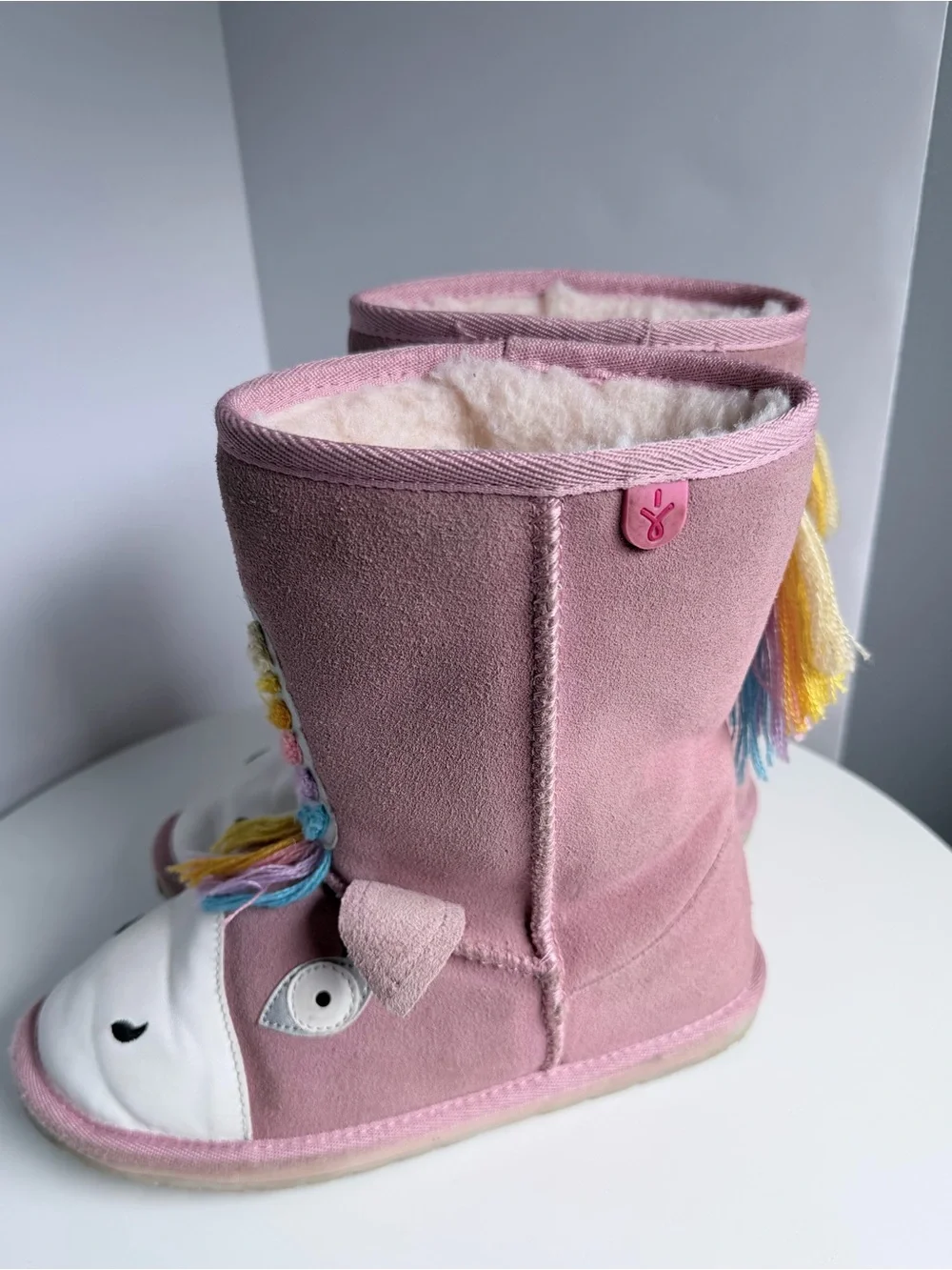 EMU Australia Magical Unicorn Merino Wool Lined Suede Boots Pink Kids K2 used